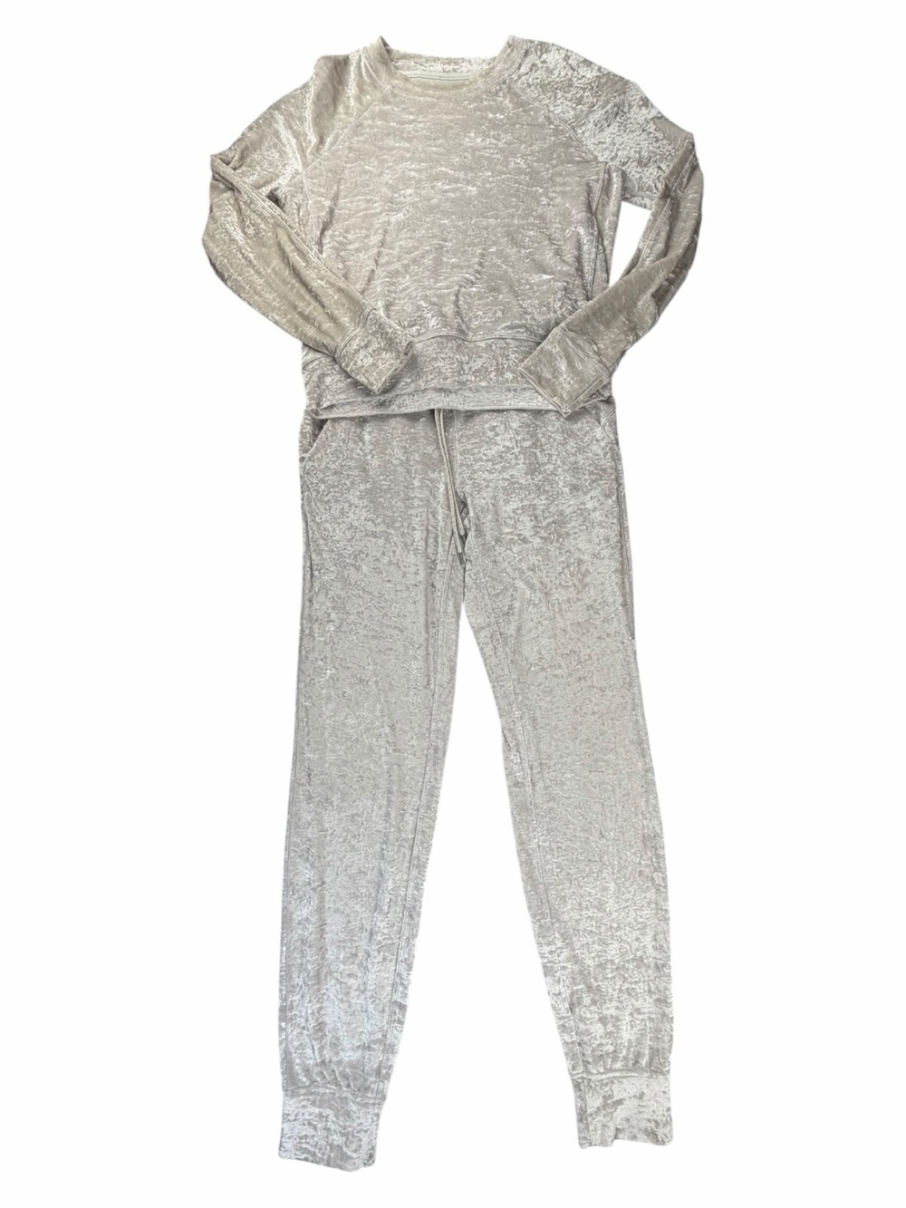 Lululemon Women’s Two Piece Set Crushed Velvet Joggers & Down Crew Neck Size 4 - Picture 2 of 10
